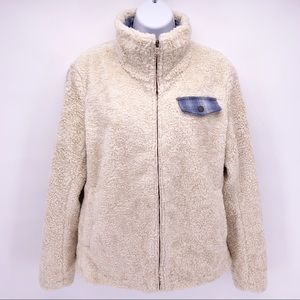 Pendleton Cream Teddy Jacket with Blue Accent